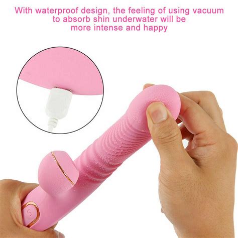 Thrusting Dildo Vibrator G Spot Clit Sucking Licking Massager Sex Toys