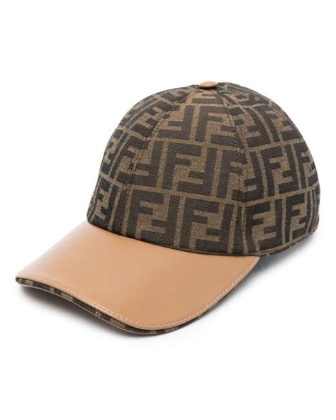 Fendi Cotton Ff Embroidered Cap In Brown Lyst