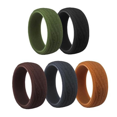 5x Silicon Rubber Rings Wedding Bands Stackable Thin Rings For Mens 6