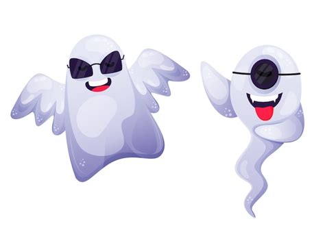Premium Vector Cartoon Funny Ghosts On White Background