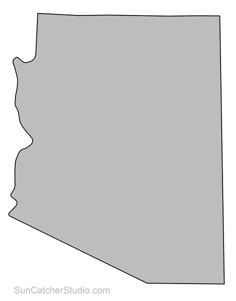 Arizona Map Outline Png Shape State Stencil Clip Art Scroll Saw Pattern
