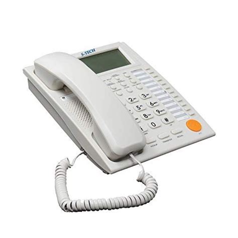 S Tech Wired White Corded Landline Phone With Caller Id And Handsfree