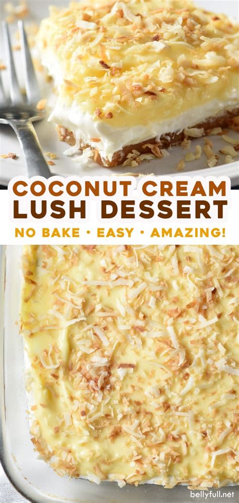 Coconut Cream Lush Dessert No Bake Belly Full