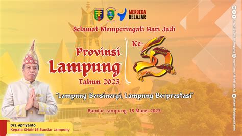 Selamat Hari Jadi Provinsi Lampung Ke 59 Th 2023 Sman 16 Bandar Lampung