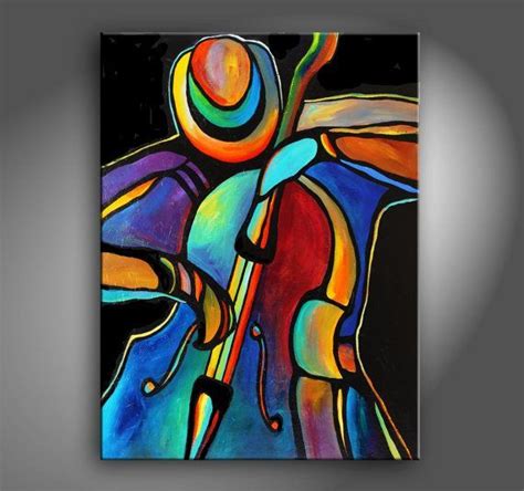 30 X 40 Original Acrylic Painting Abstract Music Jazz Bass Jazz