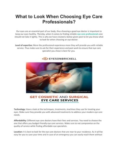What To Look When Choosing Eye Care Professionals