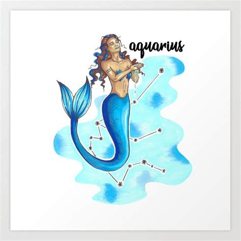 Aquarius Mermaid Art Print By Elizabeth Weglein Mermaid Art Mermaid