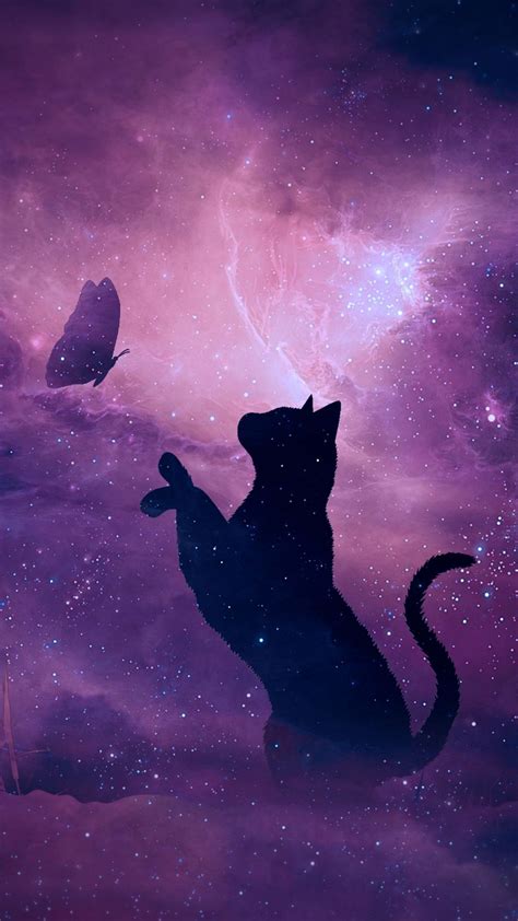 Cute Purple Cat Galaxy Cats Wallpapers Mogmagz