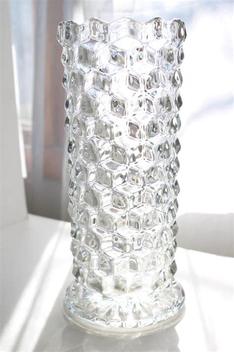 Mid Century Vintage Fostoria American Pattern Clear Pressed Glass Vase
