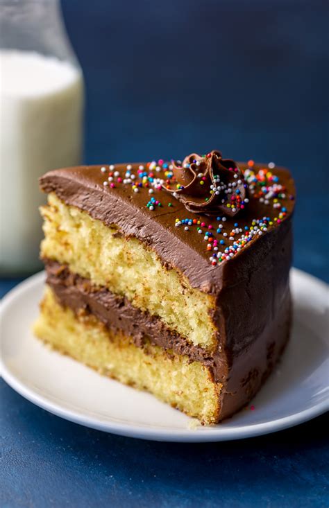 Classic Yellow Cake With Creamy Chocolate Frosting Baker By Nature