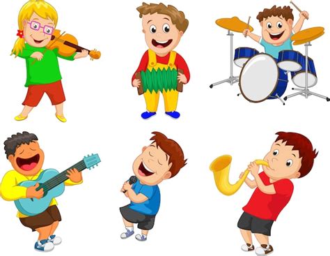 Ilustración De Niños Tocando El Instrumento De Música Descargar