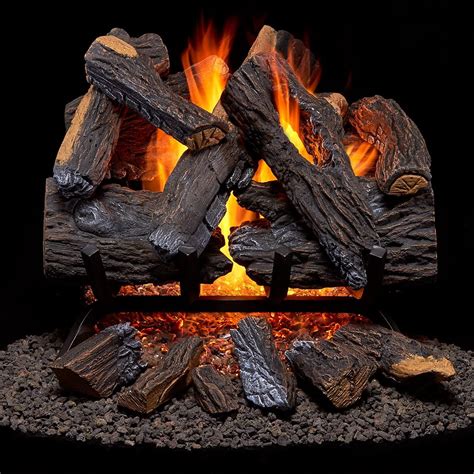Duluth Forge Vented Natural Gas Fireplace Log Set 18 In 45 000 Btu Heartland Oak