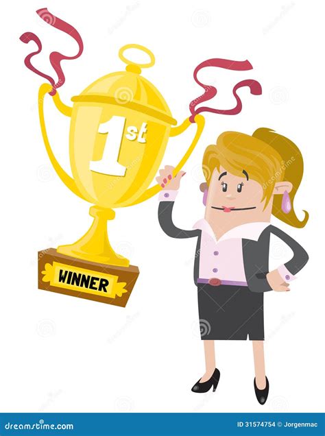 Business Buddy Wins A First Prize Trophy Cartoon Vector Cartoondealer
