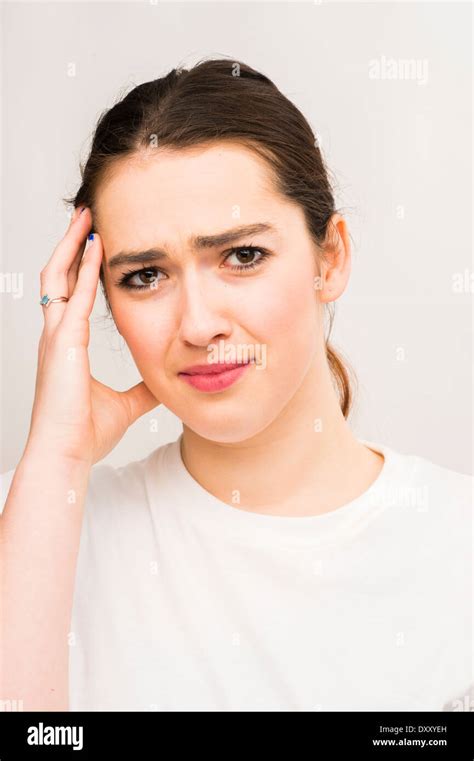 A Young Attractive Slim Caucasian Woman Girl Looking Worried Upset