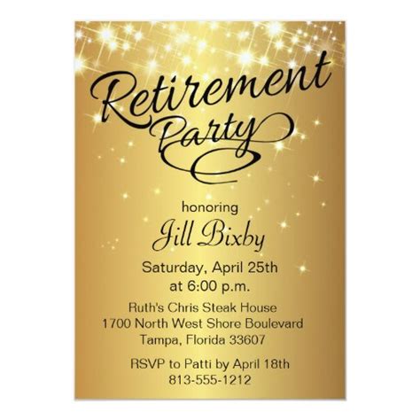 Gold Sparkly Retirement Party Invitation Zazzle