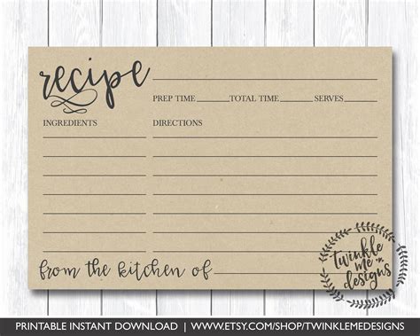 Free Printable Personalized Recipe Cards
