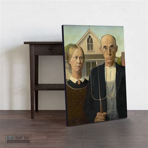 American Gothic Is A 1930 Painting By Grant Wood Reproduction Etsy