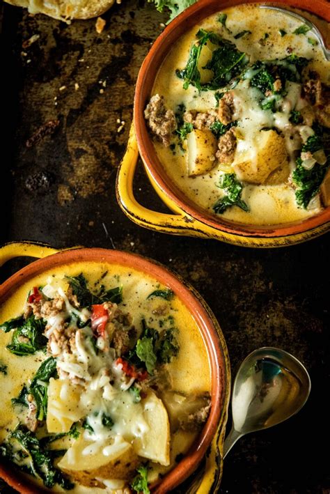 Brown sausage, adding bacon, shallots and garlic during cooking. CopyCat Slow Cooker Zuppa Toscana | Idaho Potato Commission