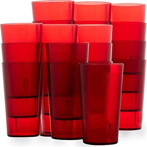 Restaurant Grade Bpa Free 12oz Red Plastic Cup 24pk Break Resistant Drinking