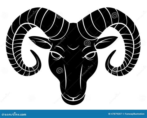 Goat Head With Mythical Symbol Stock Illustration