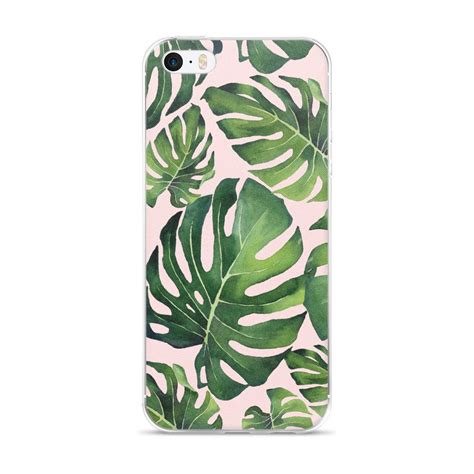 Tropical Leaves Iphone Case Green And Pink With Images Tropical