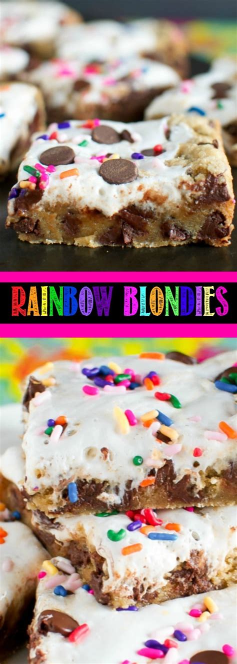 Rainbow Chocolate Chip Blondies Back For Seconds