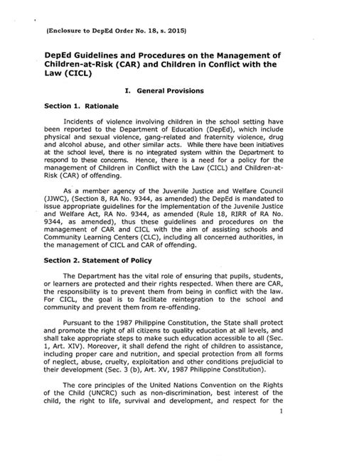Deped Guidelines And Procedures Of The Management Of Children At Risk