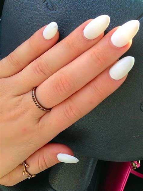 Matte White Almond Shape White Almond Nails Almond Shape Nails