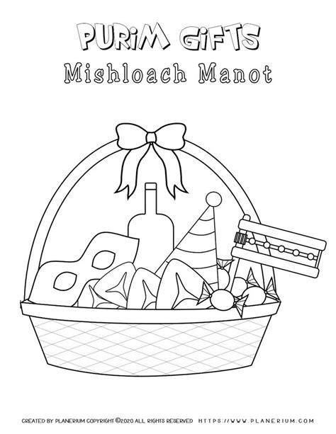Purim Coloring Page Mishloach Manot Planerium Purim Coloring Pages Happy Purim