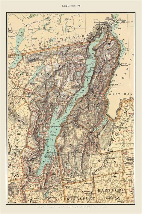 Lake George 1895 Map New York Custom Reprint Bien State