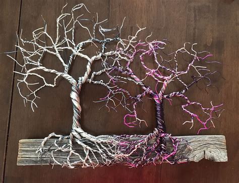 Hand Twisted Copper Wire Custom Tree Of Life Wall Decor Two Trees With