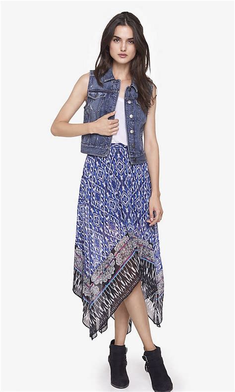 Mixed Print Handkerchief Hem Skirt From Express Autumn Outfits 2020