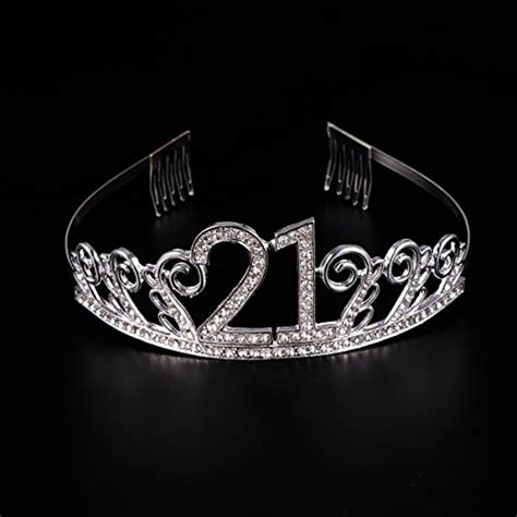 Frcolor 21st Birthday Tiara Crystal Rhinestone Women 21st Birthday