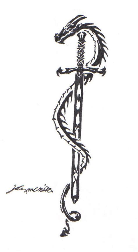 dragon with sword tattoo by myrddin89 on DeviantArt