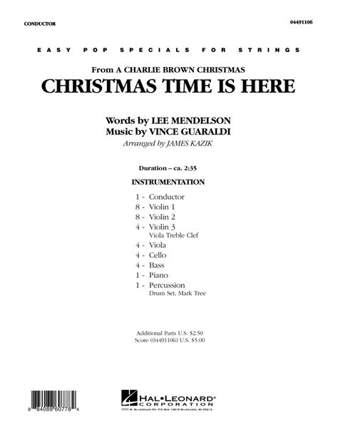 Christmas Time Is Here Full Score By Lee Mendelson Orchestra Digital Sheet Music Sheet