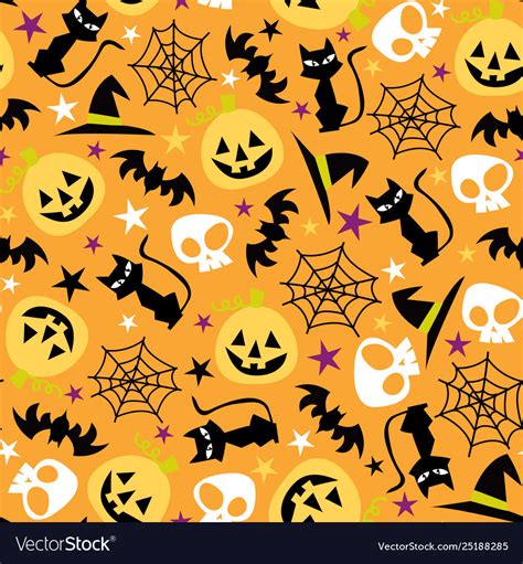 Retro Halloween Seamless Pattern Background Vector Image