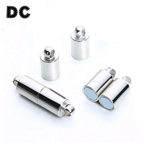 Dc 10pcslot 5x19mm Rhodium Color Round Strong Magnetic Clasps Jewelry