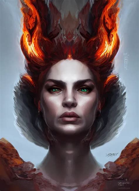 Face Portrait Of The Empress Of Flames Perfect Face Stable Diffusion