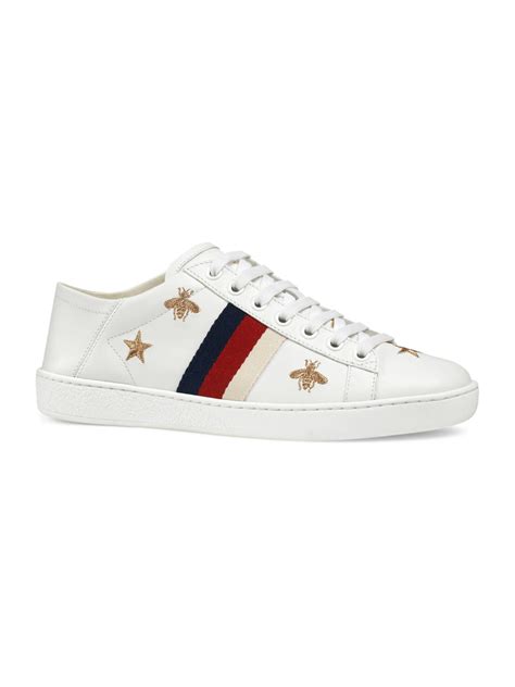 Gucci Leather New Ace Sneakers With Bees And Stars In White Lyst
