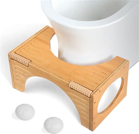 Bamboo Squatting Toilet Stool For Adults 2 In 1 Portable Double Massage Bathroom Toilet Stool