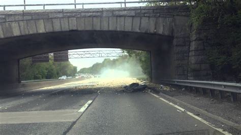 You ain't working for the man any more! Truck smashes into overpass - YouTube
