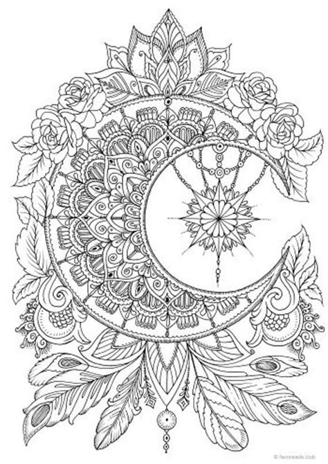 Holiday christmas poinsettia coloring page for grown ups. Moon - Printable Adult Coloring Page from Favoreads ...