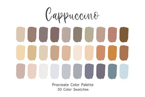 Procreate Color Palette Cappuccino Color Swatches Digital Download