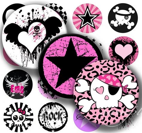 Emo Punk Rock Digital Collage 196 Sheet 15 Inch By Sweetcolours