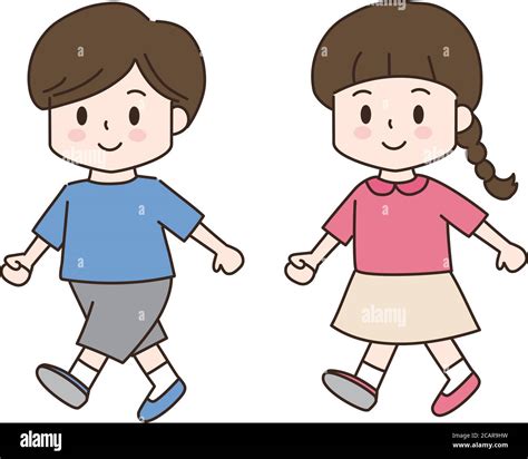 Ilustraci N De Dibujos Animados De Un Ni O Caminando Sonriendo Vector