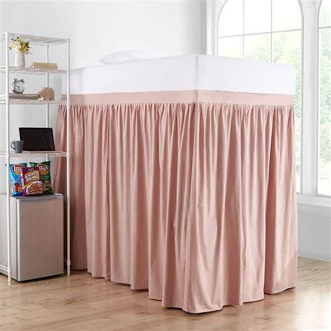 Extended Dorm Sized Cotton Bed Skirt Panel With Ties 3 Panel Set