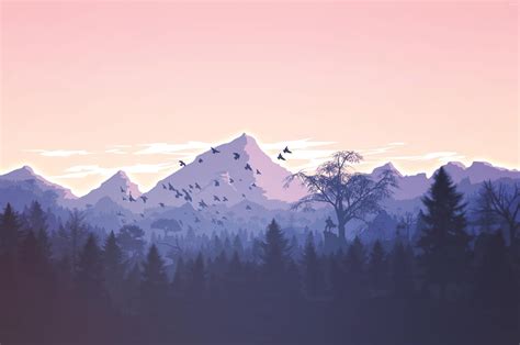 2560x1700 Resolution Forest And Mountains Illustrations Chromebook
