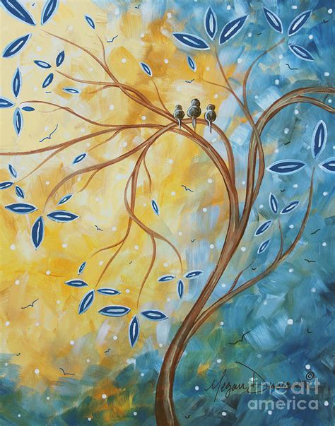 Abstract Landscape Bird Painting Original Art Blue Steel 2 By Megan Duncanson Painting By Megan
