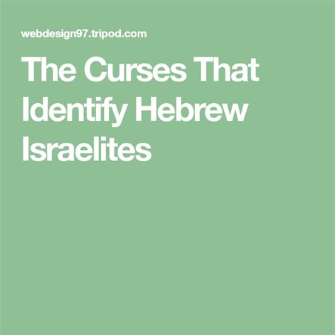 The Curses That Identify Hebrew Israelites Israelites Black History