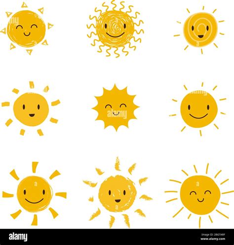 Lindo Sol Feliz Con Cara Sonriente Vector De Sol De Verano Aislado